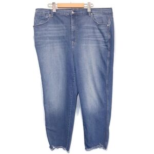 Gloria Vanderbilt All Around Slimming High Rise Ankle Jeans Raw Hem Size 20W